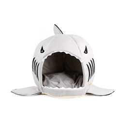 Koehope – Caseta para Perro Kawaii Shark Mouth Teddy Perro Gato Cama para Mascotas House con Techo Doggy Puppy Caliente Kennel Cojín para Gato precio