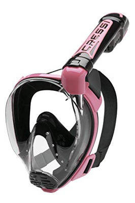 Cressi Duke Dry Full Face Mask Mascara de Buceo Snorkel Seca Cara Completa, Unisex Adulto, Negro/Rosa, S/M
