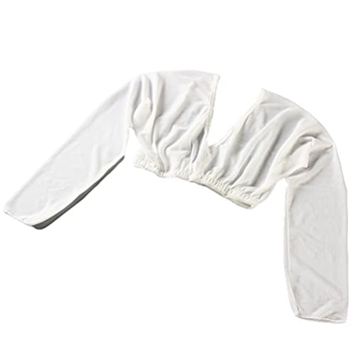 Mallalah Mangas básicas de malla sin cordones para mujer Moldeador de brazos sin costuras, corta chaqueta de malla de ombligo, talla grande, moldeador