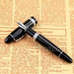 Green & Rare Jinhao 159 - Pluma estilográfica (punta mediana, gruesa), color negro y plateado en oferta