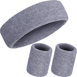 WILLBOND Juego de 3 Piezas de Muñequeras, Incluye Diadema Deportiva y Muñequera de Pulsera de Algodón de Rayas Banda de Sudor para Atléticos Hombres y precio