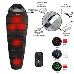 Mantuole - Saco de dormir con calefacción, 5 unidades de múltiples USB, funciona con batería Power Bank u otra fuente de alimentación USB, nailon impe precio