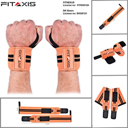 FITAXIS Muñequeras | Wrist Wraps/Bands for Gimnasio Fitness Crossfit Weightlifting para Hombres y Mujeres (Orange/Black, 12") precio