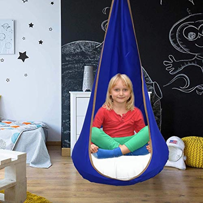 YOMERA Silla Pod Swing, Asiento de Hamaca Colgante Niños con Cojín Inflable y Kits de Hardware Hamaca Pod Swing Silla Al Aire Libre Colgante Asiento S