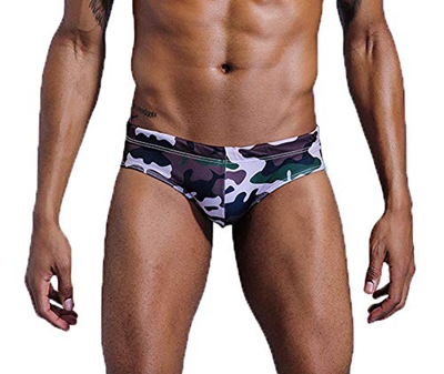 Cave Hero - Bañador para hombre con push up marrón y blanco. M