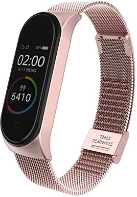 CNBOY Correa Compatible Xiaomi Mi Band 4 Correas Metal,Pulsera de Acero Inoxidable Agradable para Mi Band 4 Correa