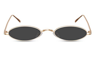 Cheapass Gafas de Sol Pequeñas Ovaladas Montura Dorada Metálica Gafas Festival para Mujer