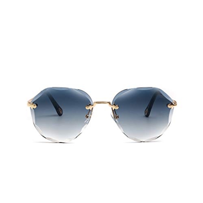 kimorn Gafas De Sol Para Mujeres De Gran Tamaño Sin Aros Lente De Corte De Diamante Clásico K0637 (Azul)