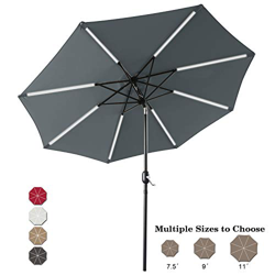 ABCCANOPY sombrilla solar para patio de 9 pies, paraguas LED de 32 luces con inclinación y manivela para exteriores, sombrilla para jardín, terraza, p características
