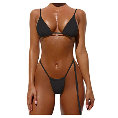Traje de Baño para Mujer Acolchado Push up Bikini de Tres Puntos Bikini Sets Brasileño BañAdores Tira Mujeres Conjunto de Bañador Ropa de Dos Piezas v