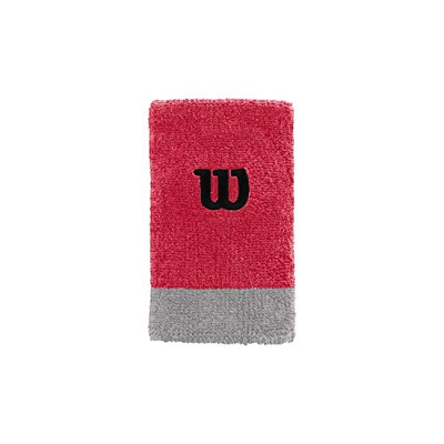 Wilson Muñequera de tenis, Ancha, Felpa francesa, Magenta/gris/negro, WRA733520