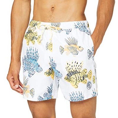 Original Penguin Fish Volley Short, Blanco (Bright White 118), Medium para Hombre