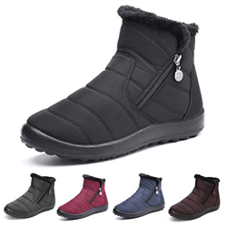 Botas de Nieve para Mujer,Camfosy Botines de Invierno Impermeables Piel Interior cálida Zapatos Planos Tacón Plano Ciudad Botas Antideslizante Cómoda  precio