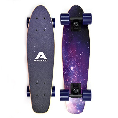 Apollo Fancy Board - Vintage Cruiser Complet Board, Tamaño: 22.5'' (57,15 cm), Color: Multi Violeta/Violeta, el pequeño manejable Skateboard,…