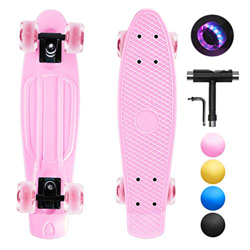 shownicer Monopatín Skateboard Completo Mini Cruiser Patín Plástico Penny Board 22'' para Niños Adultos Principiantes, LED Ruedas Iluminadas & ABEC-11 precio