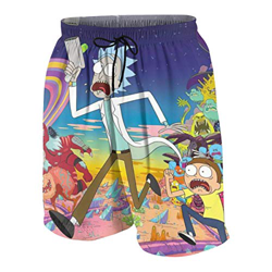 qiweidsdef Bañador Casual Shorts de Playa para Playa Rick and Morty Anime Swim Trunks Men Drawstring for Summer Holiday Swimwear Beach. en oferta