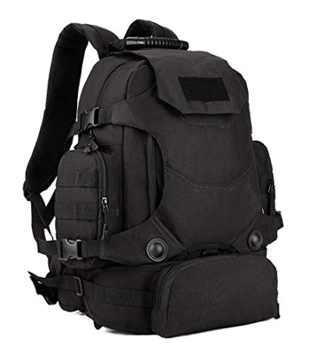 Yakmoo Mochila de Asalto Impermeable 3 Maneras de Llevar Estilo Militar táctico de Nylon Molle Sistema Gran Mochila de 40L al Aire Libre Negro