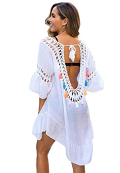 Traje de baño de Mujer Falda de Playa de Ganchillo Top Poncho de Punto Bikini Bikini de Camuflaje de Verano(white-3007) características