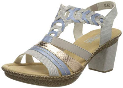 Rieker Frühjahr/Sommer 66593, Sandalias Punta Cerrada para Mujer, Beige (Perle/Sky/Kupfer 60), 38 EU