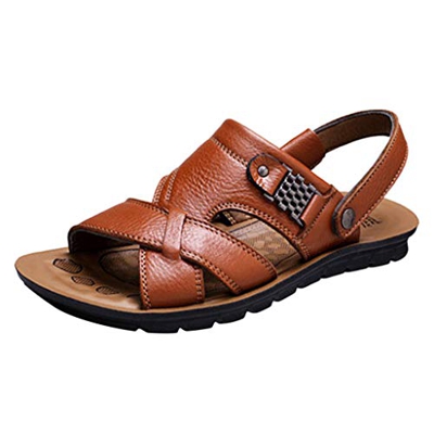 Sandalias Cuero Deportivas para Hombre Verano Exterior con Punta Abierta Sandalias de Playa Zapatillas de Exterior Montaña Senderismo Zapatos Playa Ma