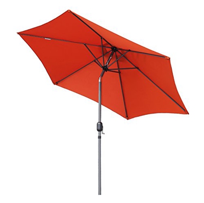 Angel Living 300cm Parasol de Aluminio con Inclinación, con Manivela, Sombrilla con Mástil de Aluminio de 38mm para Patio Terraza Playa (Terracota)