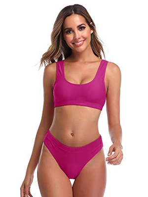 Summer Mae Bikinis Conjuntos de Dos Pieza Sexy Push up Cintura Alta para Mujer Rosa L (EU 40)