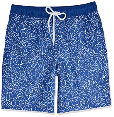 Amazon Essentials Bañador de 9"de secado rápido fashion-swim-trunks, Azul Marino Floral, US L (EU L)