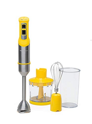 Batidora de mano MELLERWARE 1000 W de potencia. Cuchillas acero inoxidable. Velocidad regulable con funcion TURBO. (Spiro! Yellow)