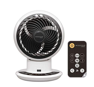 Iris Ohyama Woozoo PCF-SDC15T - Ventilador ultra potente, silencioso y oscilante con motor DC Jet y control remoto, 25 W, 43 m², distancia de 28 M