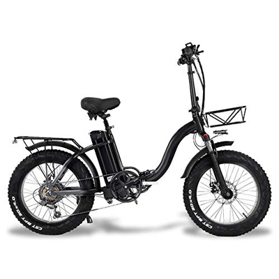 CMACEWHEEL Y20 Bicicleta de Nieve eléctrica Plegable, Motor 750W, batería 48V 15Ah / 20Ah, Bicicleta montaña de 20 Pulgadas, Bicicleta de Asistencia c
