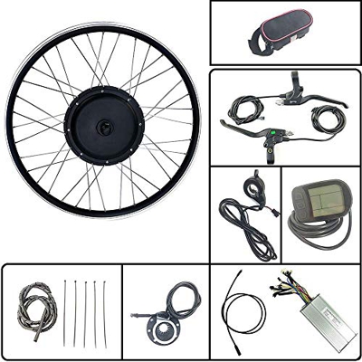 Schuck Kit de conversión de Bicicleta eléctrica Rueda Delantera 48 / 36V500W Rueda de Motor sin escobillas sin Engranaje con Pantalla KT LCD5 con Radi