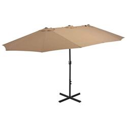 vidaXL Sombrilla Jardín Palo Aluminio 460x270 cm Gris Topo Toldo Sombra Patio precio