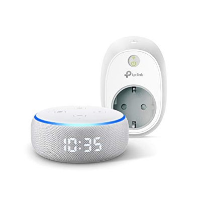 Echo Dot (3.ª generación) - Altavoz inteligente con reloj y Alexa + TP-Link HS100 Enchufe inteligente, compatible con Alexa