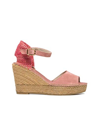 Vidorreta - Sandalia Cuña Esparto Piel Serraje Rosa Trasera Color para: Mujer Color: Maquillaje Talla: 38