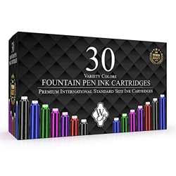 Paquete de 30 - Cartuchos de tinta para pluma estilográfica de Wordsworth & Black - 30 colores surtidos, tamaño estándar internacional - Recarga de ti en oferta