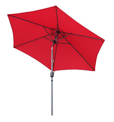 Angel Living 270cm Parasol de Jardín Sombrilla de Aluminio con Mecanismo de Inclinación Sombrilla con Mástil de Aluminio de 38mm para Jardín Patio Pla