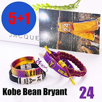 ZZH NBA Los Angeles Lakers Pulseras Motivacionales Silicona, Kobe Bean Bryant, Pulsera Deportiva Unisex,A