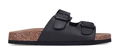 BOSANOVA Sandalia Bio Plana a un Tono con Detalle de Dos Tiras al Empeine con Hebillas Regulables. Plantilla Confort. Negro 37