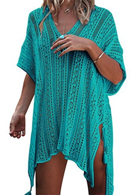Kfnire Traje de baño de Las Mujeres Bikini Traje de baño Vestido de Playa Crochet (A- Verde)