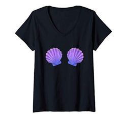 Mujer Sujetador de concha de sirena Top de baño lindo el original Camiseta Cuello V en oferta