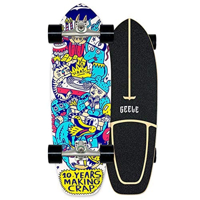 Surfskate Skateboard Carving Drop-Through Freeride Skate Cruiser Boards, Completo arce tablero 78×24cm, Rodamientos de Bolas ABEC Alta velicidad, 7 ca