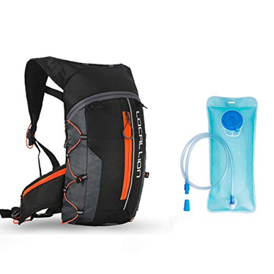 Local Lion 10L Mochila de Ciclismo Impermeable Ligero con Bolsa de Agua 2L Al Aire Libre de Senderismo Excursión Montaña para Viajes Naranja