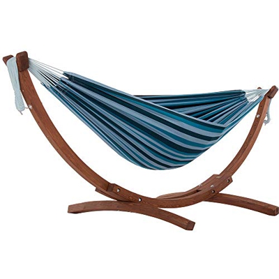 Vivere - Hamaca Doble de algodón con Estructura de Arco de Madera de Pino Maciza, C8SPCT-34
