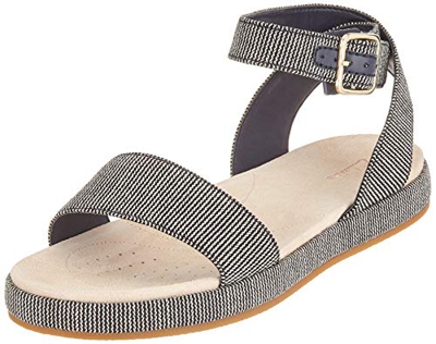 Clarks Botanic Ivy, Sandalia con Pulsera para Mujer, Azul (Navy Canvas-), 37 EU