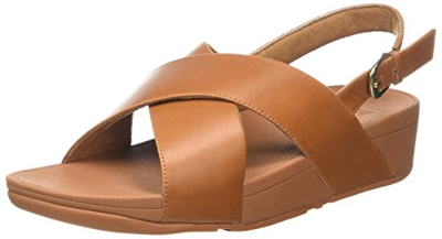 Fitflop Lulu Cross Back-Strap, Sandalia con Pulsera para Mujer, Marrón (Caramel 098), 42 EU