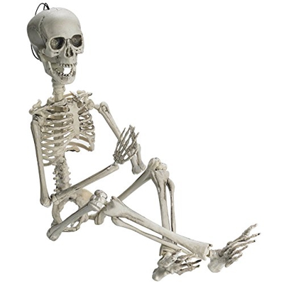 PREXTEX Esqueleto para Halloween de 48cm Hacer Poses - Esqueleto de Cuerpo Entero con Articulaciones Movibles para Posar y 2 Sets de Accesorios para C
