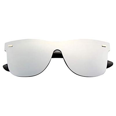 Emblem Eyewear - Gafas De Sol Retro Feflexivas De La Vendimia De La Lente Sin Color Del Espejo De Las Mujeres Para Hombre (Plata)