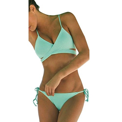 Bikinis Mujer,Dragon868 2020 Vendaje de Color Puro Push up Bra Bikini Conjunto (S, Verde)