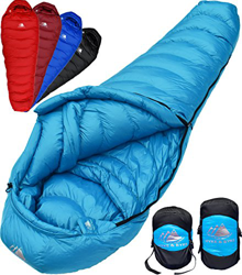 Hyke & Byke Quandary -10ºC Saco de Dormir de Plumón - Saco de Dormir Adulto Momia con Base ClusterLoft Ligero para Excursiones y Camping – Camping Acc características