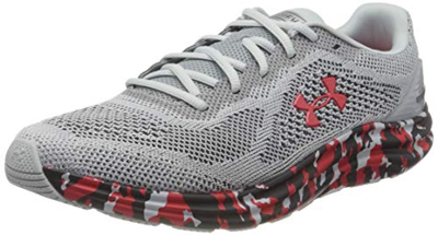 Under Armour Liquify Print, Zapatillas para Correr Hombre, Halo Gray Versa Rojo Versa 100, 43 EU